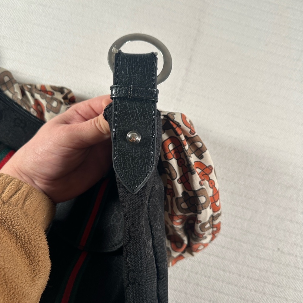 Gucci Black Canvas Hobo with Red and Green Web Stripe - Picture 13 of 16